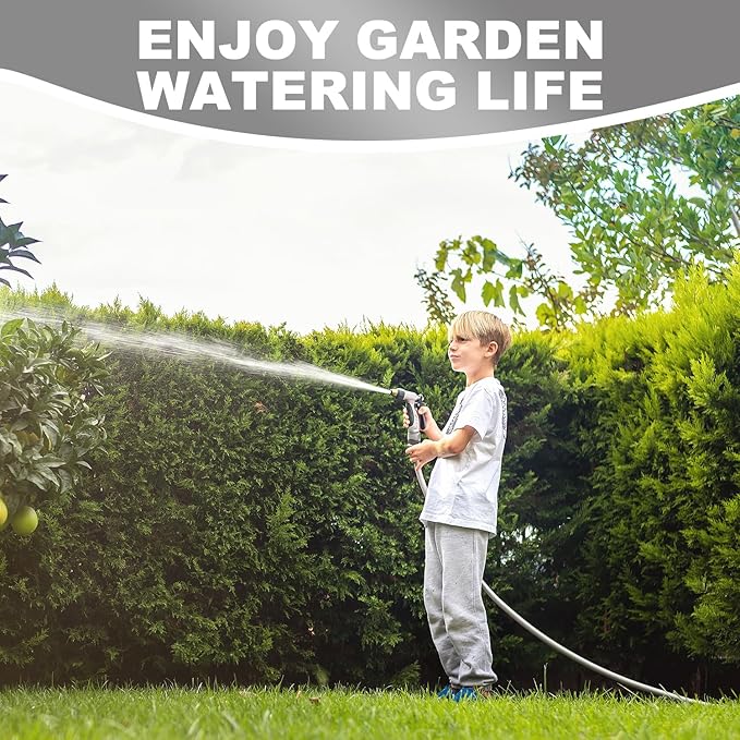 YOTOO Heavy Duty Hybrid Garden Water Hose 5/8-Inch by 100-Feet 150 PSI Kink Resistant, Flexible with Swivel Grip Handle and 3/4" GHT Solid Brass Fittings, Gray