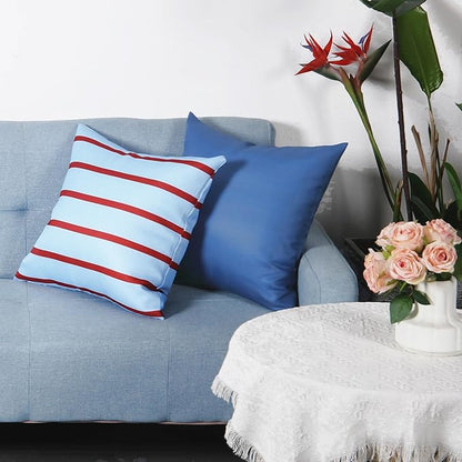 18" x 18" Throw Pillows, Outdoor Waterproof Pillows with Inserts, Square Decorative Pillows for Patio Furniture Garden Couch Sofa Home(Navy Blue, Set of 2)