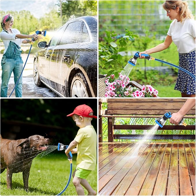 Retractable Garden Hose Reel, 1/2" x 131FT Heavy Duty Automatic Retractable Hose Reel Wall Mount, with 10- Function Sprayer Nozzle, Any Length Lock/Auto Rewind/180°Swivel