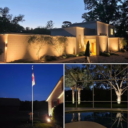 SUNVIE Outdoor LED Spotlight with Dusk to Dawn Photocell Light Sensor 20W Landscape Lights 120V AC 3000K Warm White Waterproof Landscape Spotlights for Yard Tree Flag Garden Decor 6 FT Cord(2 Pack)