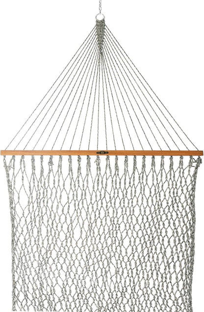 Original Pawleys Island Deluxe Green Oatmeal Heirloom Tweed DuraCord Rope Hammock – 13 ft. x 60 in., 2-Person, 450 lb Capacity, Oak Spreader Bar, Zinc-Plated Hardware, Handcrafted in The USA