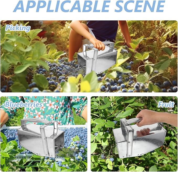 VOSAREA Berry Picker with Metal Comb and Handle Blueberry Picker Scoop Huckleberry Picking Rakes for Easier Berry Harvester