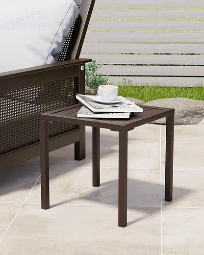 Crestlive Products Aluminum Outdoor Side Table Set of 2, Pool Lounge Chair Side Table, Weather Resistant Small Square Coffee End Table for Patio, Yard, Garden, Porch, Deck, Outdoor