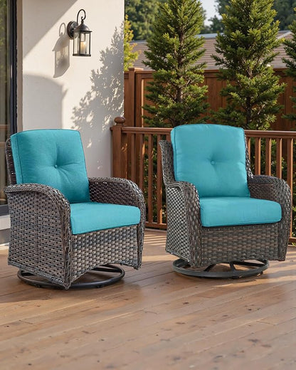 Pop 22x25/22x24 Outdoor Furniture Cushions Set of 6 - Comfortable Patio Chair Cushion for Rattan Wicker Dining Rocking Swivel Chairs Loveseat Couch L-Shape Sectional Sofa - Turquoise/Button