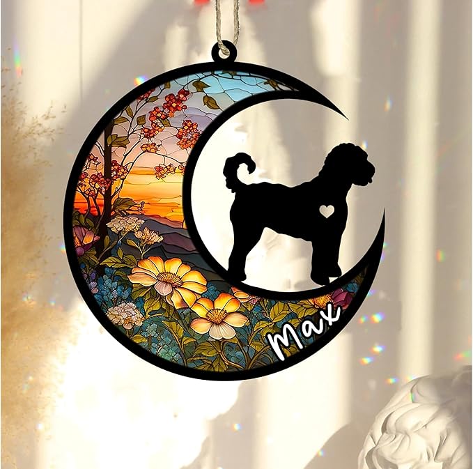 Personalized Dog Memorial, Custom Name Goldendoodle Dog Christmas Ornament with Name, Custom Breeds, Pet Loss Light Catcher, Gifts for Lovers Loss of Pet Sympathy on Mothers Day Christmas