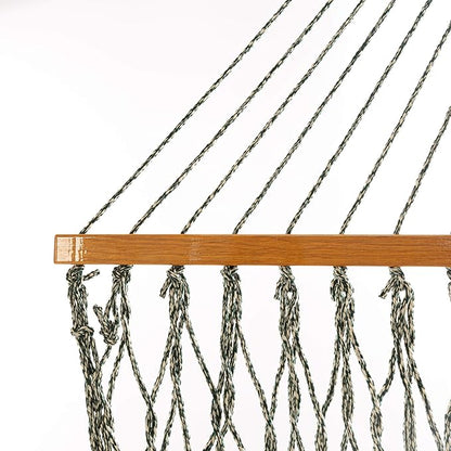 Original Pawleys Island Deluxe Green Oatmeal Heirloom Tweed DuraCord Rope Hammock – 13 ft. x 60 in., 2-Person, 450 lb Capacity, Oak Spreader Bar, Zinc-Plated Hardware, Handcrafted in The USA