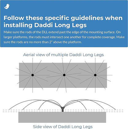 Bird Barrier Daddi Long Legs - 6 Ft | Scare Birds Away with Innovative Bird Spider Design | Bird Deterrent for Outside | Easy Installation on Roofs, Boats & HVAC Units | Durable Stainless Steel/Delrin