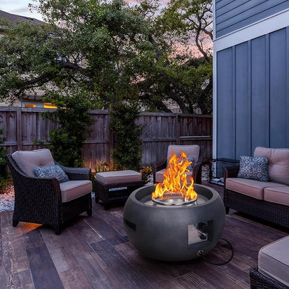 Afterglow TerraFab 22" Round 40,000 Btu Propane Fire Pit for Outdoor Patio Garden Backyard Decking Décor, Weather Resistant Cover and Lava Rocks Included, CSA Certificated, Dark Grey