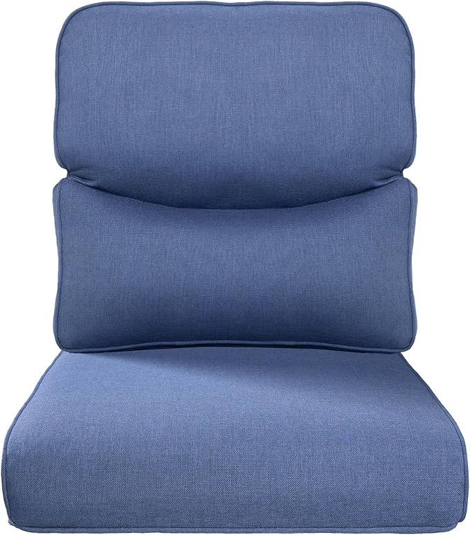 Pop 22x25/22x24 Outdoor Replacement Cushions - 1 Set High Back Deep Seat Patio Furniture Cushion for Wicker Dining Swivel Rocking Chairs Loveseat Couch Sectional Sofa - Navy Blue/Smile
