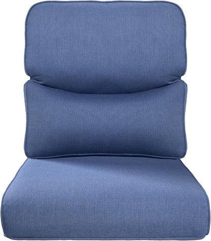 Pop 22x25/22x24 Outdoor Replacement Cushions - 1 Set High Back Deep Seat Patio Furniture Cushion for Wicker Dining Swivel Rocking Chairs Loveseat Couch Sectional Sofa - Navy Blue/Smile