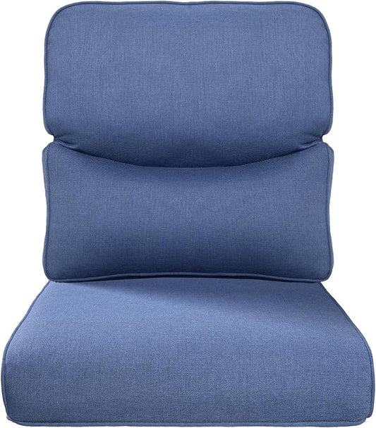 Pop 22x25/22x24 Outdoor Replacement Cushions - 1 Set High Back Deep Seat Patio Furniture Cushion for Wicker Dining Swivel Rocking Chairs Loveseat Couch Sectional Sofa - Navy Blue/Smile