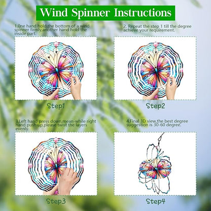 Purple Butterfly Wind Spinner 3D Butterfly Spinners Exquisite Outdoor Garden Decoration 3D Stainless Steel Butterfly Spinner with Unique Visual Effect Perfec Sculptures Gift 10 Inch