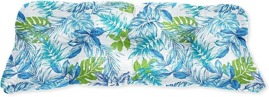 BrylaneHome Tufted Bench Cushion - 45.5" L x 19" W x 3" H- Patio & Outdoor - Water, Stain & Fade Resistant - Blue Fern