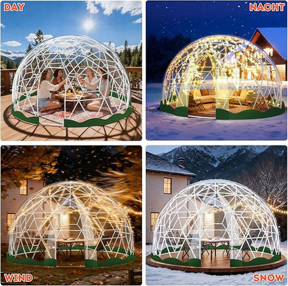 Garden Dome Bubble Tent House Outdoor, Upgraded Geodesic Dome Greenhouse with Transparent PVC Cover, Weatherproof Greenhouse Suitable for Patio (GREEN-12FT)
