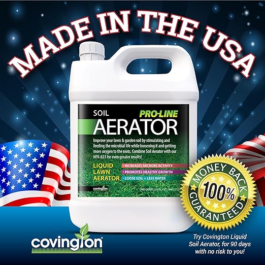 Covington Liquid Lawn Aerator PRO-LINE (32oz) – Soil Conditioner & Softener for Lawns & Gardens – Loosens Clay, Compacted Soil for Better Water & Nutrient Absorption – Liquid Aeration Concentrate