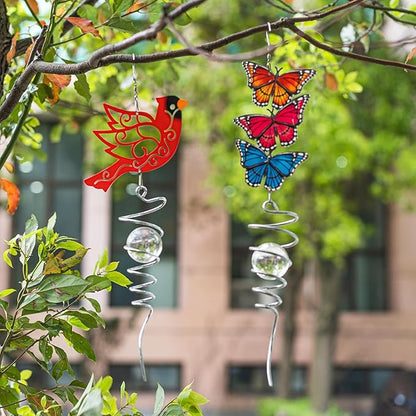 Topadorn 18" Cardinal Metal Wind Spinner - Outdoor Hanging Garden Decor for Yard & Patio