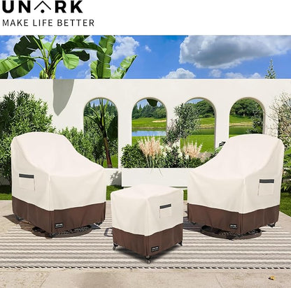 Patio Wicker Side Table Cover, Suitable for 3-Piece Outdoor Wicker Patio Bistro Set Side Table, Waterproof Square Patio Small Side Table Cover 22 W x 22 D x 18 H inches Beige and Brown