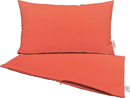 RSH DECOR: Sunbrella Pillow Covers Set of 2 | Covers Only - 26" x 16" | Outdoor Lumbar Pillow Covers Crafted with Sunbrella Performance Fabric | Canvas Melon
