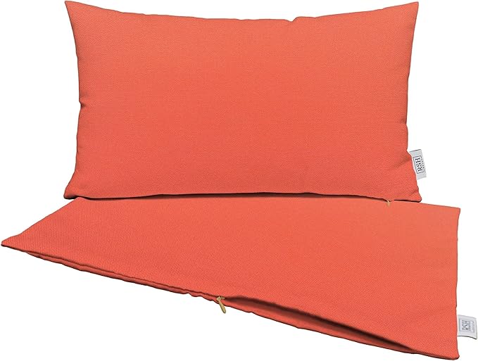 RSH DECOR: Sunbrella Pillow Covers Set of 2 | Covers Only - 20" x 12" | Outdoor Lumbar Pillow Covers Crafted with Sunbrella Performance Fabric | Canvas Melon