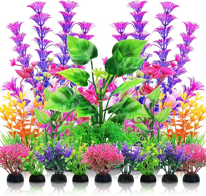 Aquarium Decorations Plants, 20pcs Aquarium Decor Plants, Colorful Fish Tank Accessories, Fish Tank Plants Plastic Decoration for Aquariums