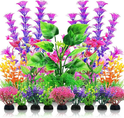 Aquarium Decorations Plants, 20pcs Aquarium Decor Plants, Colorful Fish Tank Accessories, Fish Tank Plants Plastic Decoration for Aquariums