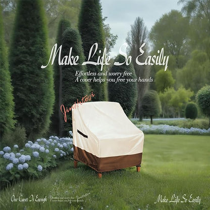 Outdoor Chair Covers 2 Pack, (33W x35D x38H inches)100% Waterproof Heavy Duty Patio Furniture Covers ,Outdoor Furniture Covers Waterproof for Patio Chair Covers,Beige&brown