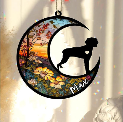 Personalized Dog Memorial, Custom Name Brittany Dog Christmas Ornament with Name, Custom Breeds, Pet Loss Light Catcher, Gifts for Lovers Loss of Pet Sympathy on Mothers Day Christmas