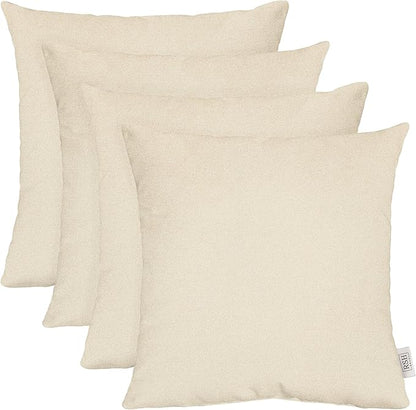 RSH DECOR: Sunbrella Square Throw Pillows Set of 4 | 20" x 20" | Water and Fade-Resistant Performance Fabric | Outdoor Pillow Covers with Down-Alternative Inserts | Made in USA (Cast Pumice Linen)