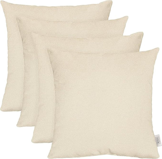 RSH DECOR: Sunbrella Square Throw Pillows Set of 4 | 20" x 20" | Water and Fade-Resistant Performance Fabric | Outdoor Pillow Covers with Down-Alternative Inserts | Made in USA (Cast Pumice Linen)
