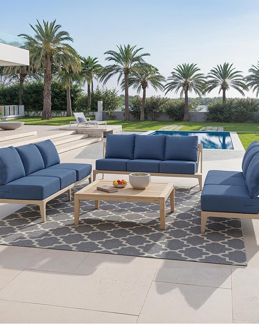 Luxury 24x24x6 Inch Outdoor Deep Seat Cushions Set of 6 - Comfortable Patio Zipper Chair Cushion for Outside Wicker Dining Rocking Swivel Chairs Loveseat Couch Sectional Sofa - Navy Blue