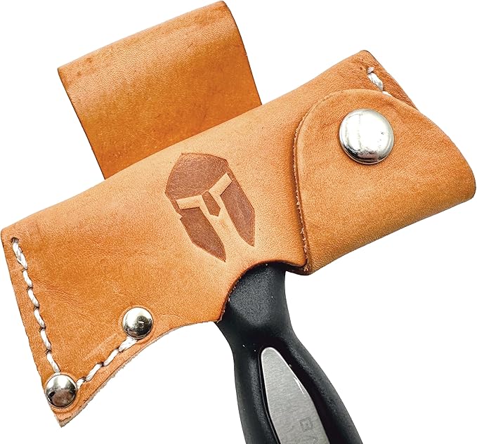 BATTLBOX Skachet Axe Head Skinner Hammer Hatchet Vintage Survival Tool - 3.5in Carbon Steel Blade Edge - Genuine Leather Sheath, Belt Loop - Bushcraft Outdoor Survival Ax Skatchet