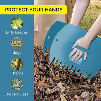 GardenHOME Leaf Scoops Hand Rakes, Large Leaf Grabbers for Yard Work and Garden Use, Clear and Collect Garden Rake, Leaf Scooper and Claws for Leaves, Lawn Debris, and Trash Cleanup