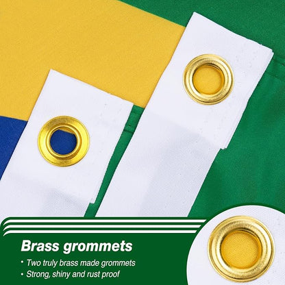 Brazil Brazilian Flag 3x5 ft Outdoor, Double Sided 3 Ply Heavy Duty Brazil National Country Flag, 100% Quality Polyester Brazilian Banner with Brass Grommets 4 Rows Stitches