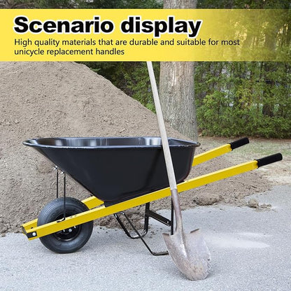 Gisafai 2 Pair Wheelbarrow Replacement Handles Kit 60 Inches Metal Wheelbarrow Handles Heavy Duty Yellow, Easy Install