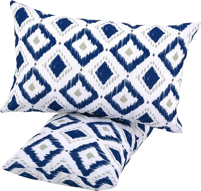 idee-home Outdoor Pillows with Inserts Included, Patio Outside Lumbar Pillows Waterproof Set of 2, 12 x 20 inch