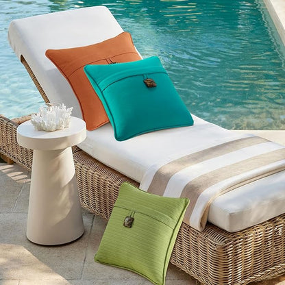 Outdoor DecorativePillows with Coconut Button Pack of 4, 16" x 16" Outdoor Pillow Set for Couch Bed Throw Patio Sofa, Chartreuse