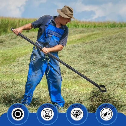 Garden Hoe Stirrup Hoe Weeding Tools, 2-in-1 Garden Hoe for Weeding with 62.6" Adjustable Handle, Heavy Duty Gardening Tools with 4 Tines for Weeding, Loosening, Digging and Cultivation