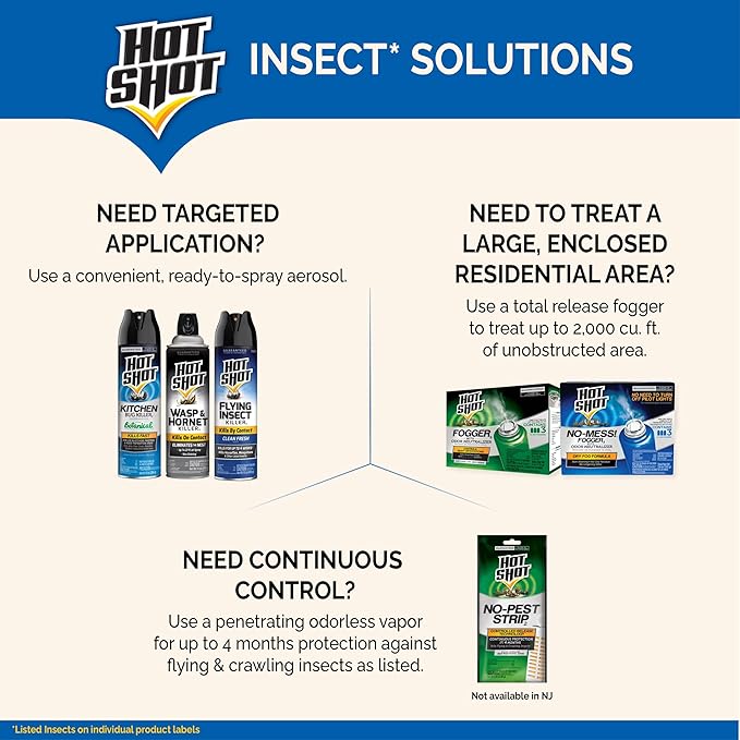 Hot Shot No-Mess! Fogger With Odor Neutralizer 3 Count-1.2 Ounce Cans, Kills Hidden Bugs, No Need To Turn Off Pilot Lights, 6 Pack