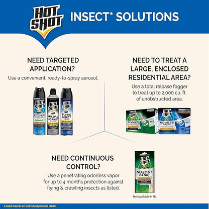 Hot Shot No-Mess! Fogger With Odor Neutralizer 3 Count-1.2 Ounce Cans, Kills Hidden Bugs, No Need To Turn Off Pilot Lights, 6 Pack