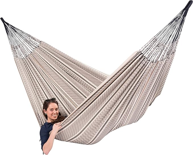Flora Classic Organic Cotton Hammock - Indoor Outdoor Hammock, Patio Bed Tree Portable Hammock, 2 Person Double Hammock - King, Zebra