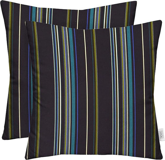 RSH DECOR: Sunbrella Square Throw Pillows Set of 2 | 20" x 20" | Water and Fade-Resistant Performance Fabric | Outdoor Pillow Covers with Down-Alternative Inserts | Stanton Lagoon
