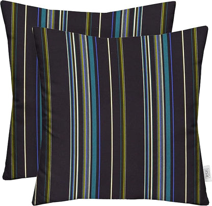 RSH DECOR: Sunbrella Square Throw Pillows Set of 2 | 17" x 17" | Water and Fade-Resistant Performance Fabric | Outdoor Pillow Covers with Down-Alternative Inserts | Stanton Lagoon
