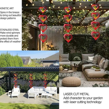 DJUAN Heart Wind Spinners Outdoor Garden Decor,Mini Yard Lawn Ornaments Metal Wind Spinner with 360 Degree Swivel Hook, Christmas,Luau Party,Tropical Party Decorations,Gifts for Mom,Women