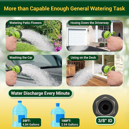 Garden Hose - Water Hose 50 FT with Swivel Handle, Flexible, Heavy Duty, No Kink, Lightweight Metal Hose for Outdoor, Yard, 304 Stainless Steel