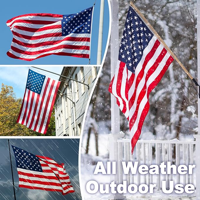 American Flag 6x10 FT TearProof Series, Heavy Duty Tough Spun Polyester USA Flags High Wind for Outside Outdoor with Durable Embroidered Stars Sewn Stripes Brass Grommets