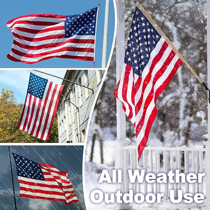 American Flag 10x15 FT TearProof Series, Heavy Duty Tough Spun Polyester USA Flags High Wind for Outside Outdoor with Durable Embroidered Stars Sewn Stripes 5 Brass Grommets