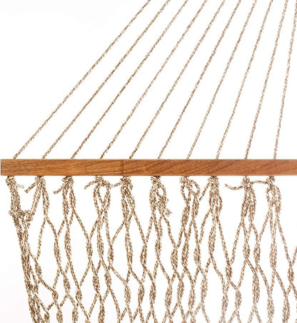 Original Pawleys Island Deluxe Antique Brown Oatmeal Heirloom DuraCord Rope Hammock – 13 ft. x 65 in, 2-Person, 450 lb Capacity, Oak Spreader Bar, Zinc-Plated Hardware, Handcrafted in The USA