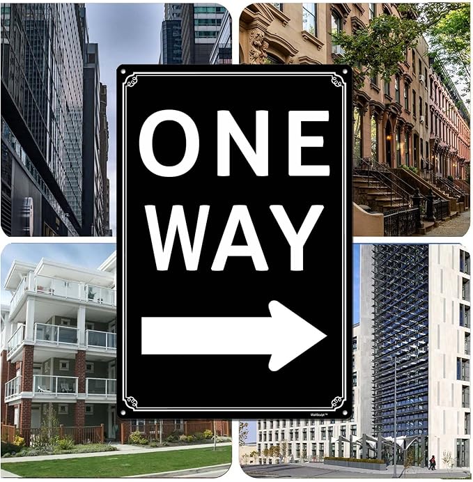 12x16" One Way" with Left Arrow - High-Intensity Aluminum Parking Lot Sign, Weatherproof & Fade-Resistant, Ideal for Outdoor & Indoor Use - Curbside Sign