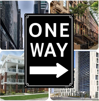 12x16" One Way" with Left Arrow - High-Intensity Aluminum Parking Lot Sign, Weatherproof & Fade-Resistant, Ideal for Outdoor & Indoor Use - Curbside Sign