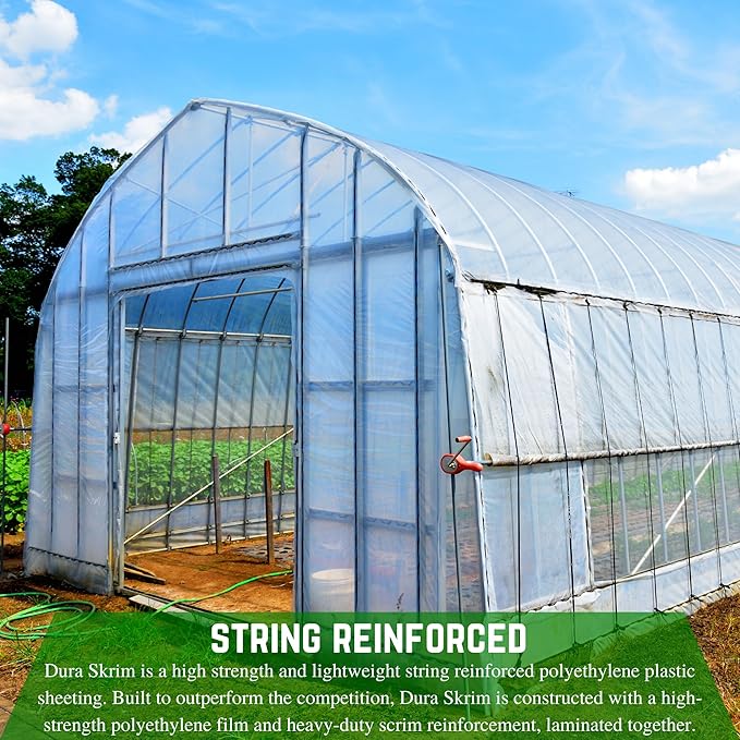 Farm Plastic Supply - String Reinforced 4 Year UV Resistant 10 mil Clear Greenhouse Plastic Sheeting - 4 Year UV Resistant Polyethylene Greenhouse Film, Hoop House Green House Cover (24' x 60')